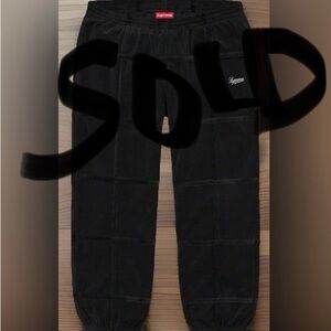 Supreme Grid Taping Velour Black SweatPants Size Medium!! (SS20)